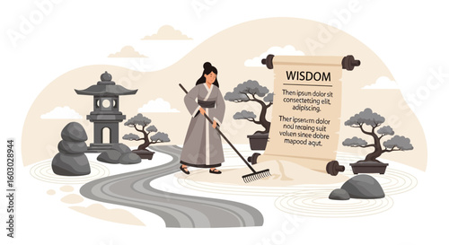 Zen Garden Design With Raking Practice For Mindfulness And Peace