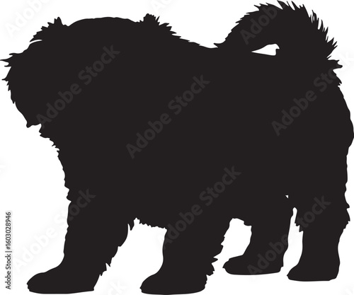 Puli dog silhouette vector illustration isolated on white background. Domestic pet animal icon for breed identification, grooming concepts, or pet care designs