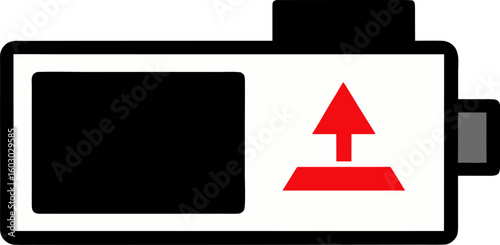 Low Battery Notification Icon with Red Alert Bar