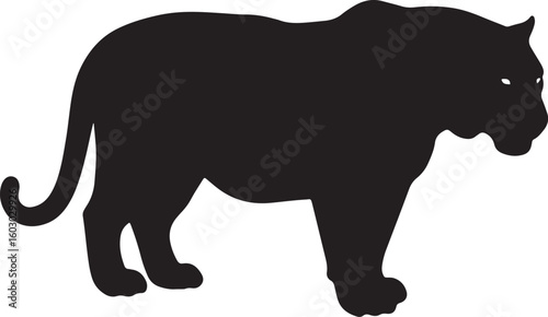 Sleek black silhouette of a powerful wild panther or black leopard, perfect for safari, jungle, and animal-themed designs, logos, and branding projects
