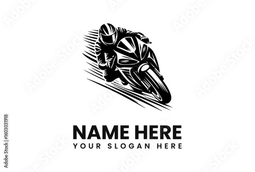 Dynamic Motorcycle Rider in Action Logo Design 1.