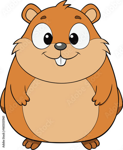 Cute Cartoon Hamster Illustration Friendly Smiling Animal Character For Kids