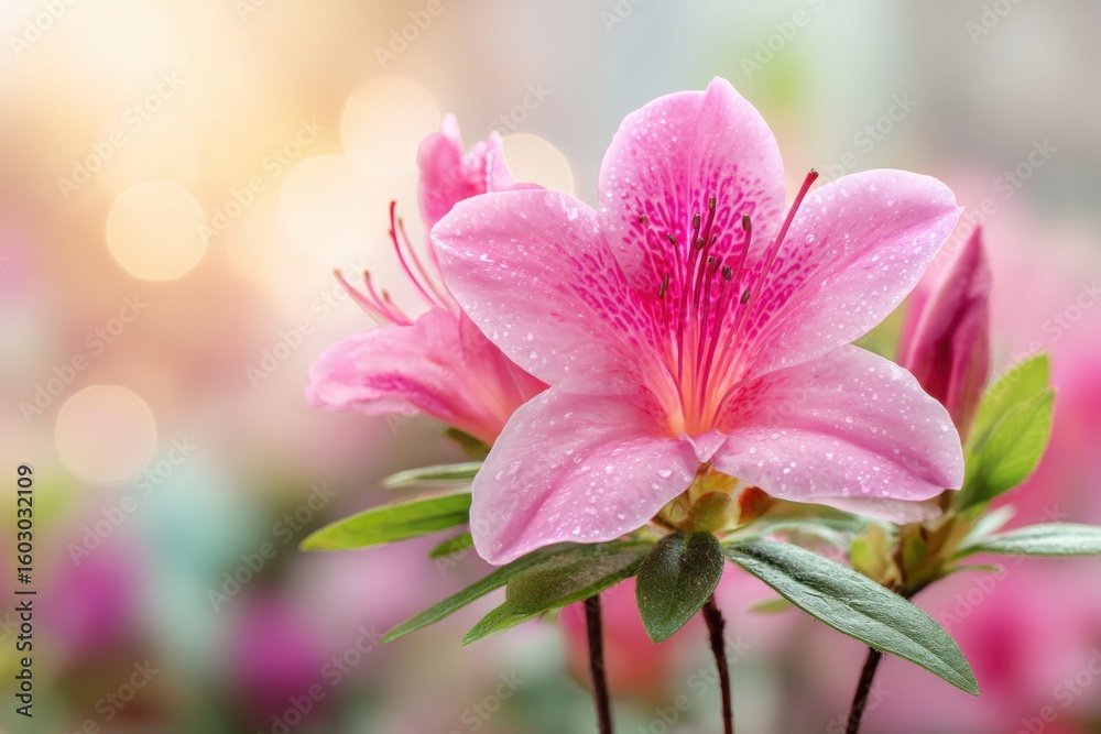 Fototapeta premium Close-up of a beautiful pink azalea flower.