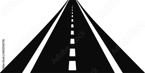 Road Segment with Lane Markings Silhouette Icon