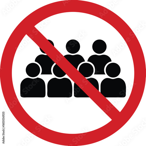 Red Sign Avoid Crowd. Vector Icon. Safety Measures, Infectious Disease Prevention. Coronavirus Protection. Avoid Crowded Places. Medical Concept
