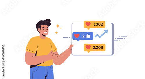 Engaging social media growth with comments and likes in modern flat de