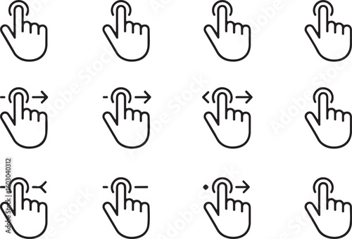 Hand gesture icons for digital interaction finger touch