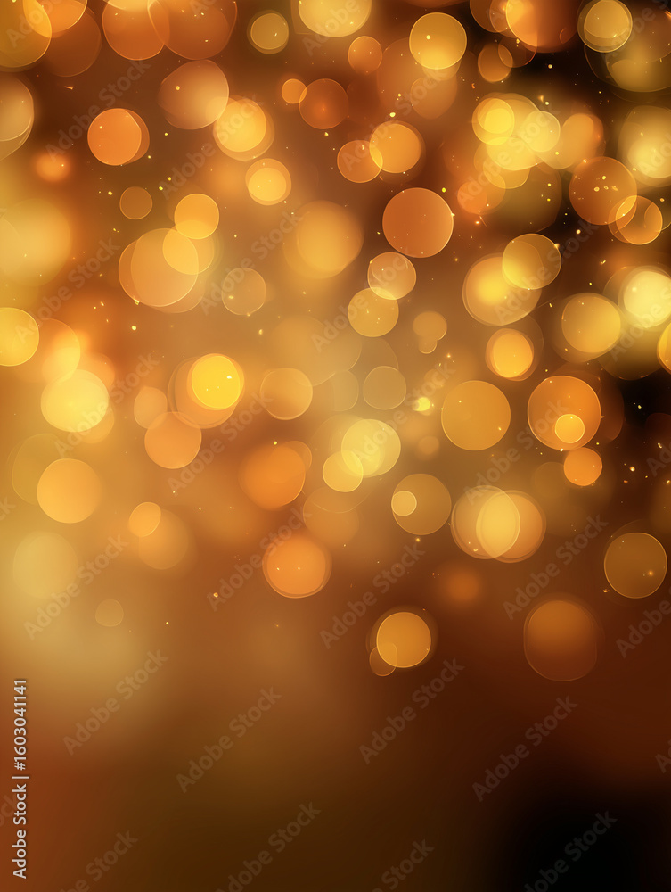Fototapeta premium Golden bokeh lights creating dreamy abstract background