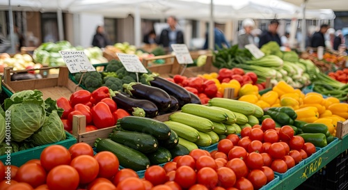 Fresh Produce Display at a Farmers Market