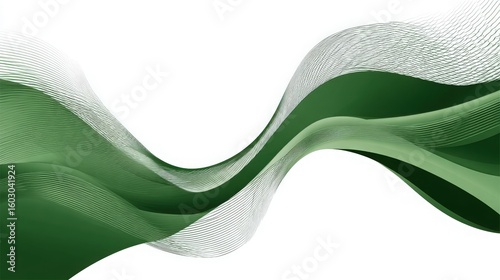 Abstract Green Ribbon and Line Illustration on White