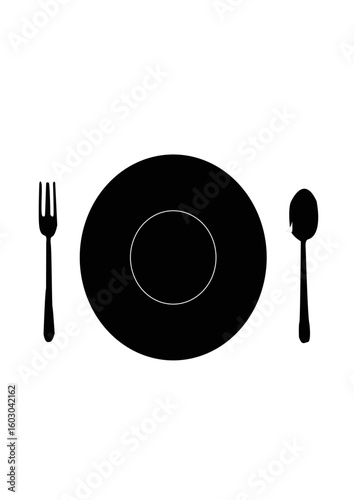 Silhouette of a Dining Plate Setting