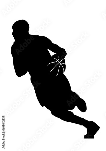 Silhouette of a Basketball Player Dribbling