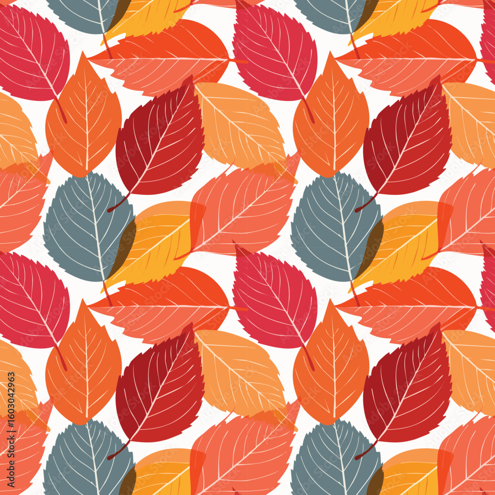 Obraz premium Seamless pattern of autumn leaves, fall background