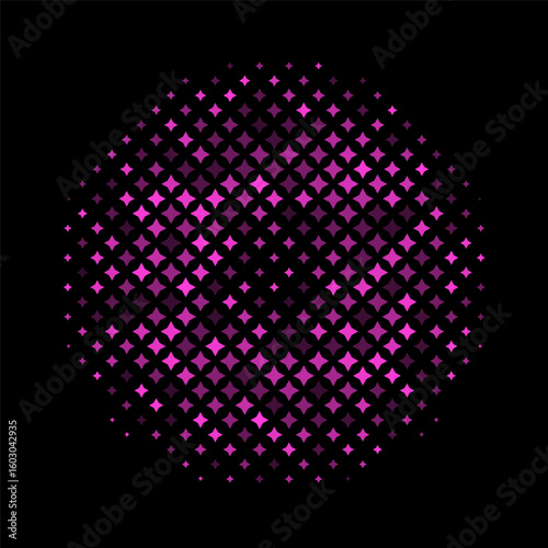 Abstract Pink Sphere of Sparkling Dots on Black Background