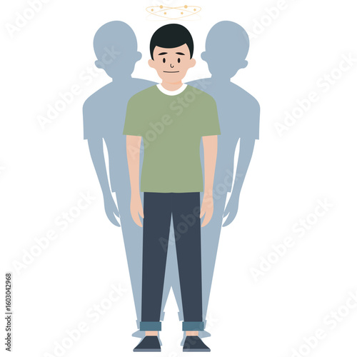 Ataxia vector illustration showing imbalance, poor coordination, slurred speech, and tremors; highlights related disorders like MS and cerebral palsy icon boy