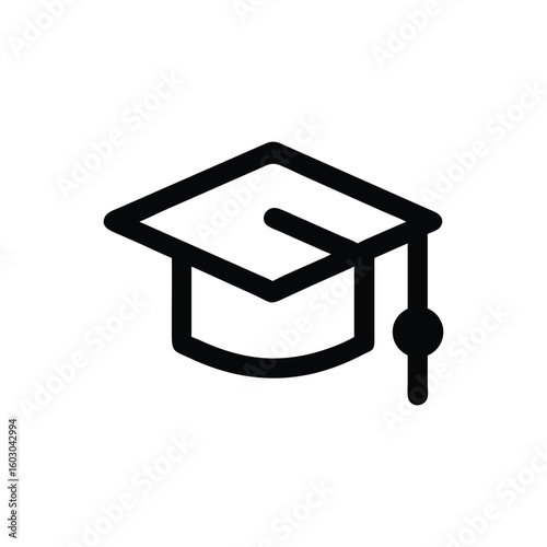 Flat graduation cap vector icon, ideal for online learning, student portals, and ceremony invitations.
