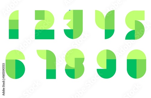 Modern geometric numbers with gradient tones. Perfect for eco branding, infographic design, creative typography, and digital interfaces with a fresh and minimal aesthetic.
