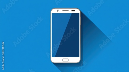 Flat Smartphone Icon Design Isolated on Blue Background for Business Use