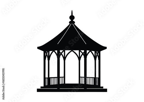 Gazebo silhouette black vector white background