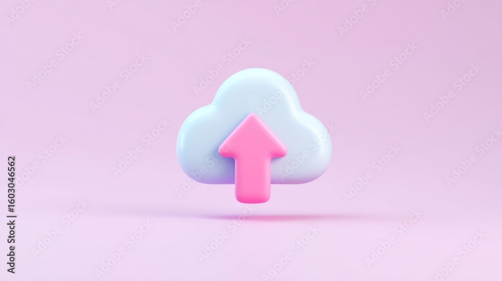 Modern Cloud Upload Icon Isolated on Pink Background for Tech Concept Modern Cloud Upload Icon Isolated on Pink Background for Tech Concept