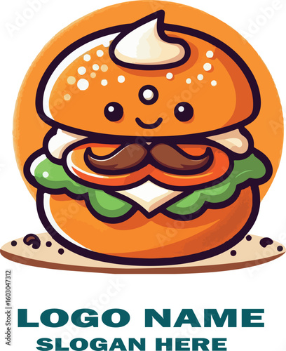 Vada pav logo icon vector white background .