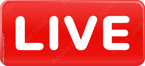 red Live streaming Social media solated 3D plastic style icon
