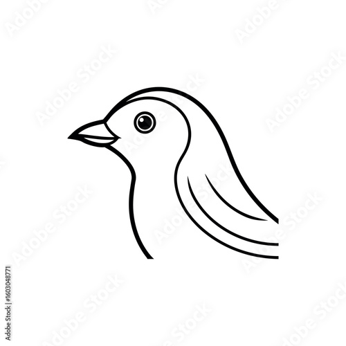 A lark Bird's Head Line art vector illustration.