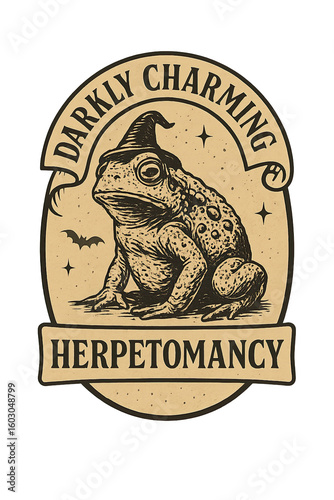 Toad Witch Vintage Illustration – Darkly Charming Herpetomancy Quote Art.