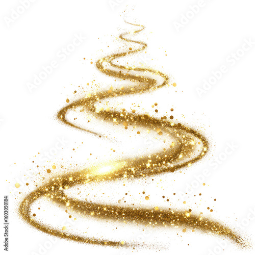 Golden swirling Christmas tree design