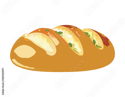 Artisanal Bread Loaf with Decorative Cuts - Vector Illustration