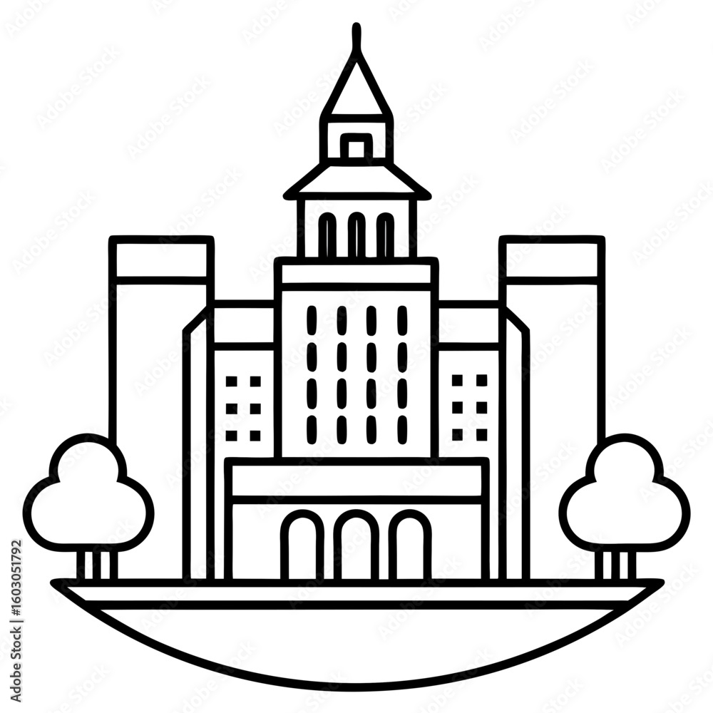 Fototapeta premium Cityscape Line Art Vector