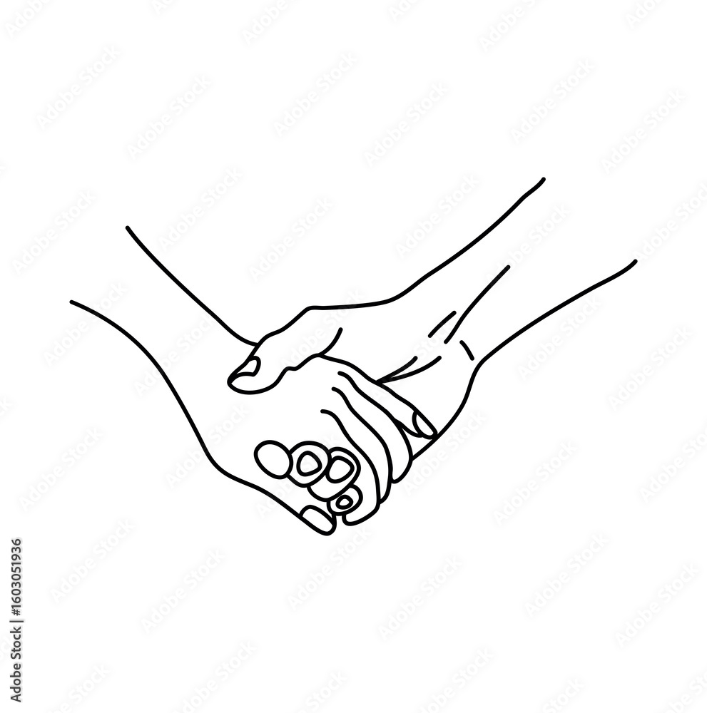 Obraz premium hand holding simple line drawing illustration with transparent background