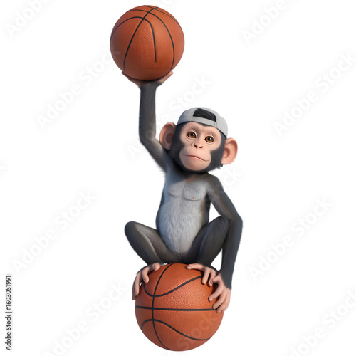 Wallpaper Mural Cute cartoon monkey playing basketball isolated on transparent background Torontodigital.ca