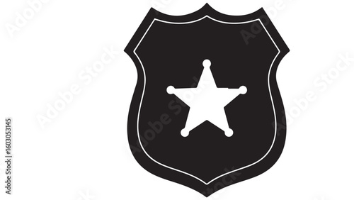 Black and white sheriff badge vector illustration