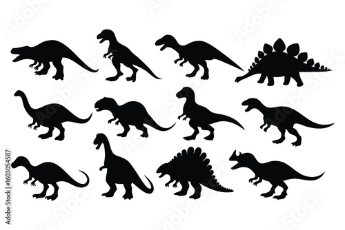 Diverse Dinosaur Silhouettes Collection prehistoric