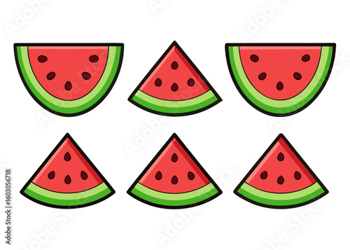 Six slices of fresh watermelon