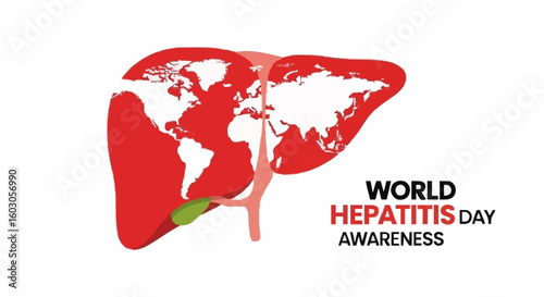 World Hepatitis Day awareness graphic with global liver symbol