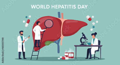 Doctors examine liver health, promoting awareness for World Hepatitis Day.