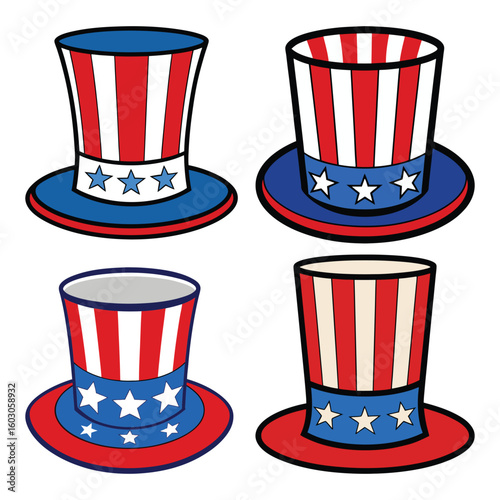 Patriotic Uncle Sam Hats American white