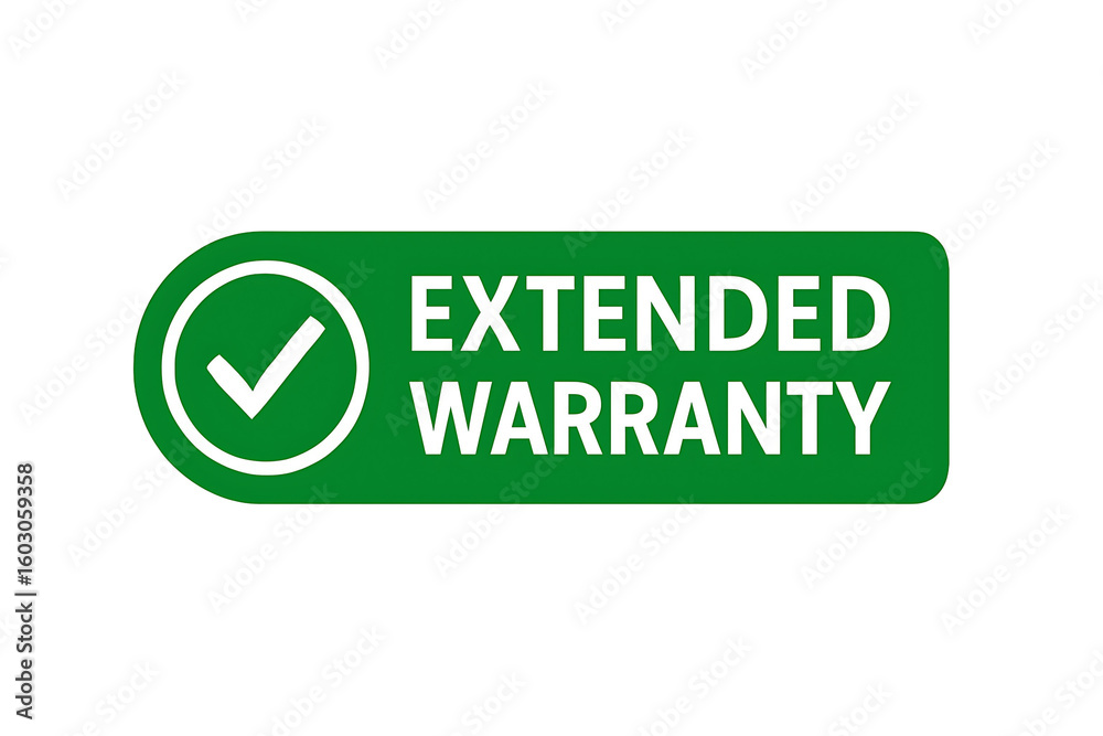 Extended warranty label or sticker. Badge, icon, stamp Extended warranty label or sticker. Badge, icon, stamp