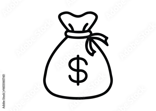 Money bag line art Vector Illustration