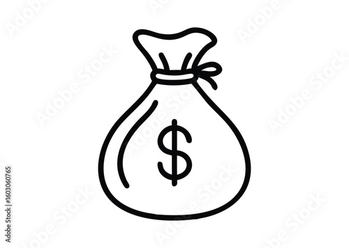 Money bag line art Vector Illustration
