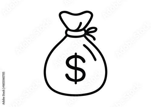 Money bag line art Vector Illustration