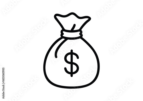 Money bag line art Vector Illustration