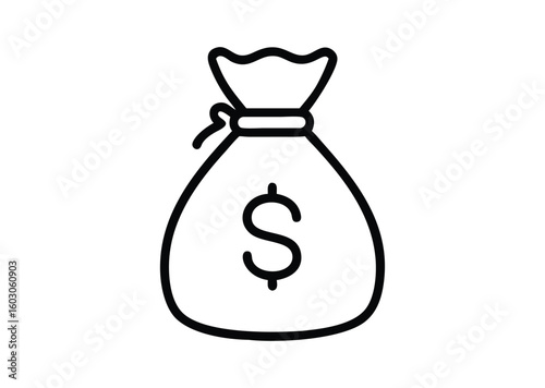 Money bag line art Vector Illustration