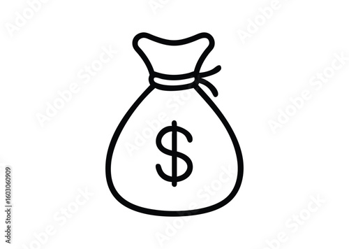Money bag line art Vector Illustration