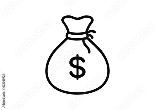 Money bag line art Vector Illustration