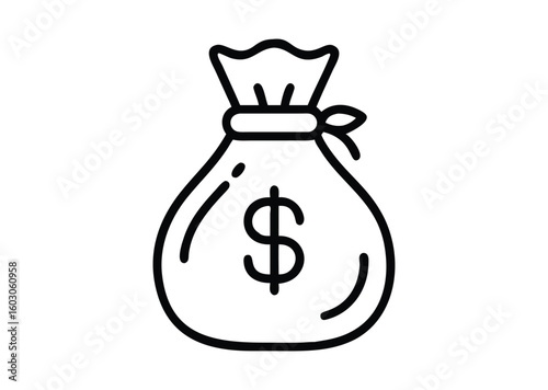 Money bag line art Vector Illustration