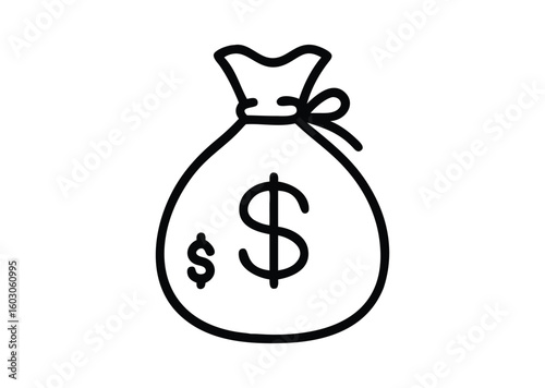 Money bag line art Vector Illustration