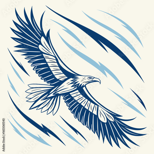 Majestic eagle soaring through blue streaks bird flight